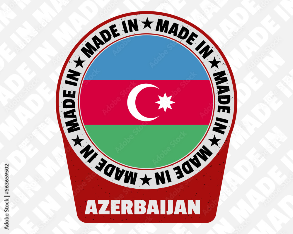 Made in Azerbaijan vector badge, simple isolated icon with country flag, origin marking stamp sign design,
