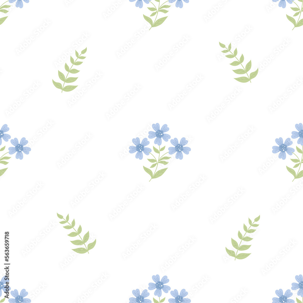 seamless pattern with blue cornflower