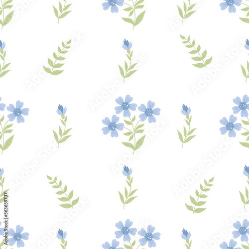 Floral seamless pattern. blue cornflower