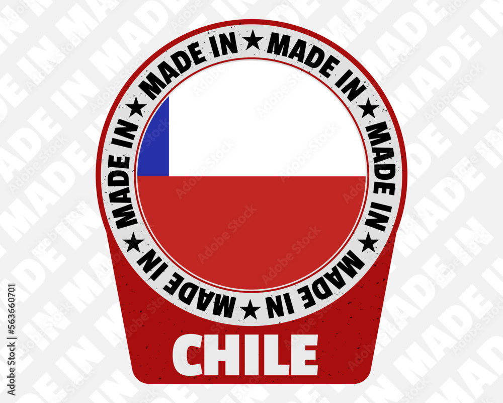 Made in Chile vector badge, simple isolated icon with country flag, origin marking stamp sign design, Made in Chile vector badge, simple isolated icon with country flag, origin marking stamp sign design,