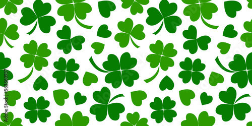 Сlover vector seamless pattern, shamrock leaf, green plant background for Saint Patrick's Day. Nature ireland illustration