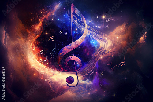 Musikwelle mit Violinschlüssel und Musiknoten - Generative Ai