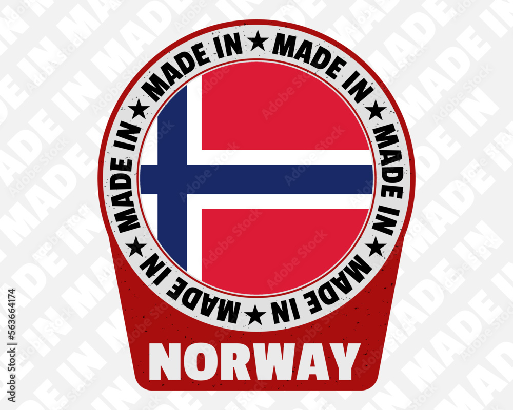 Made in Norway vector badge, simple isolated icon with country flag, origin marking stamp sign design, Made in Norway vector badge, simple isolated icon with country flag, origin marking stamp sign design,