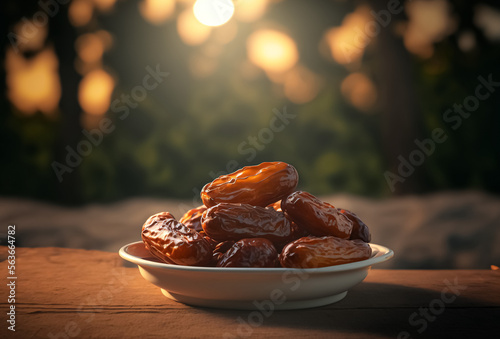 Ramadan concept Close-up of dates fruit with beautiful natural seen 