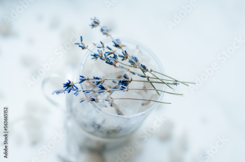 lavender on the background, sea salt photo