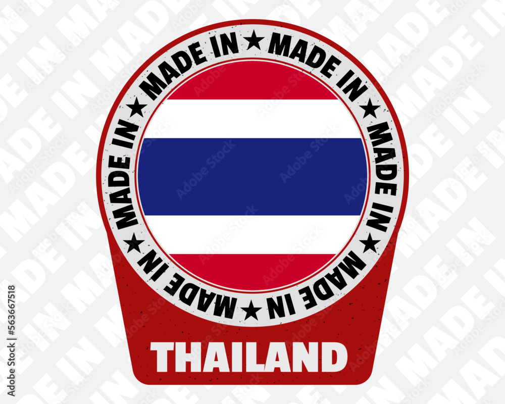 Made in Thailand vector badge, simple isolated icon with country flag, origin marking stamp sign design, Made in Thailand vector badge, simple isolated icon with country flag, origin marking stamp sign design,