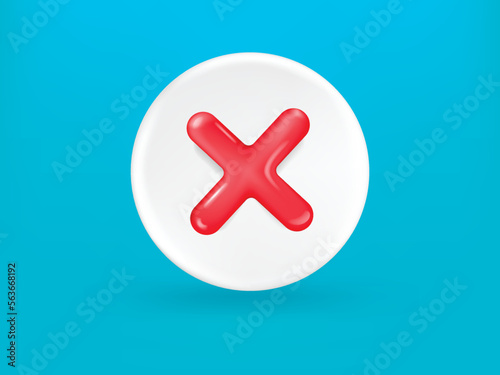 Check mark with cross. Tick checkmark green color. Tick checkmark red color. Realistic 3d design In plastic cartoon style. Icon isolated on white background. Vector illustration