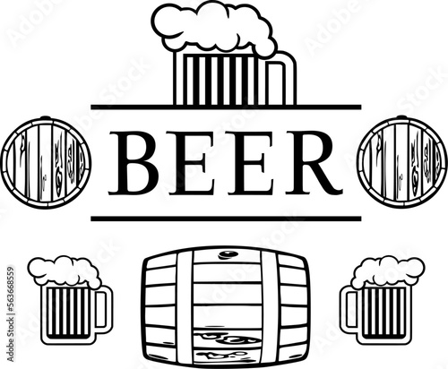 Bier - Bierfass, Bierglas, Grafik Elemente