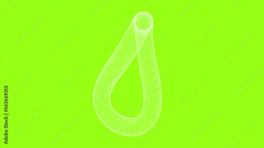 3D white infinity figure rotates in 3 axes on green screen. Object ...