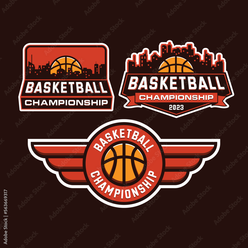 Set of logo sport emblem Basketball Championship for tournament league competition game