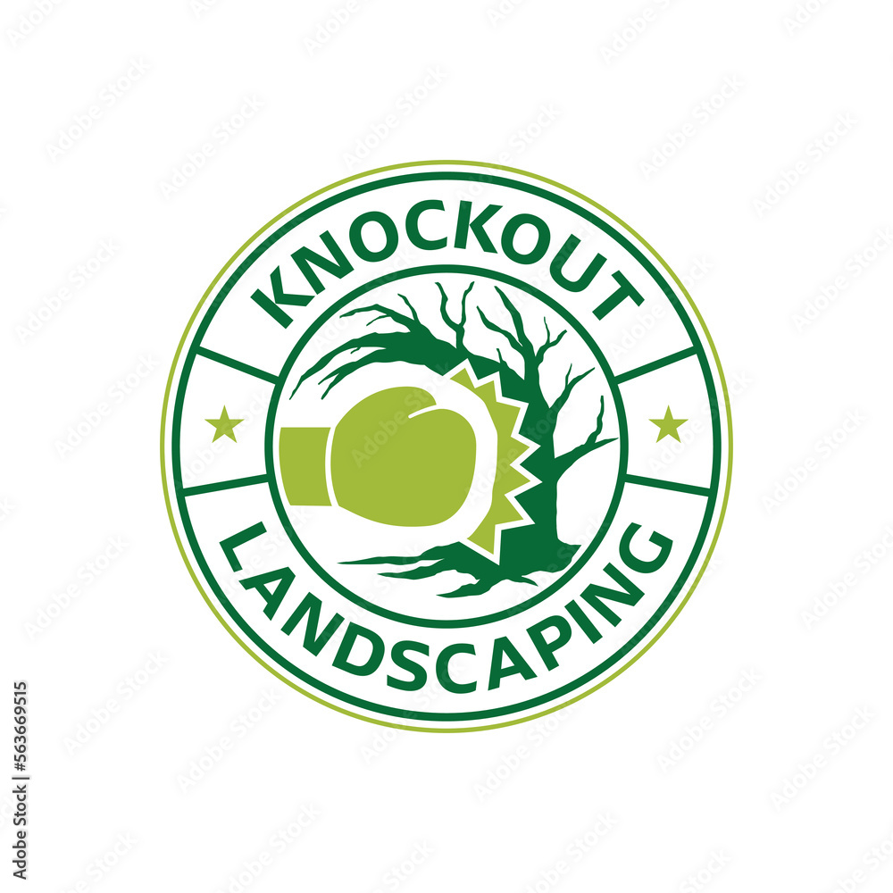 Knockout punching tree logo design emblem vector for landscaping services Knockout punching tree logo design emblem vector for landscaping services