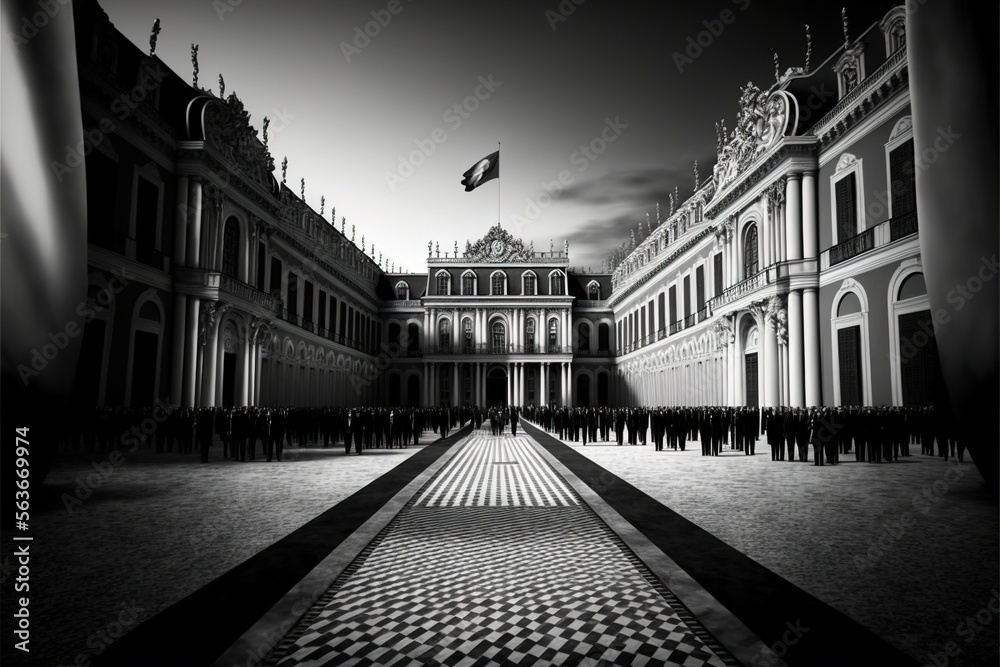 European palace with square, generative ai