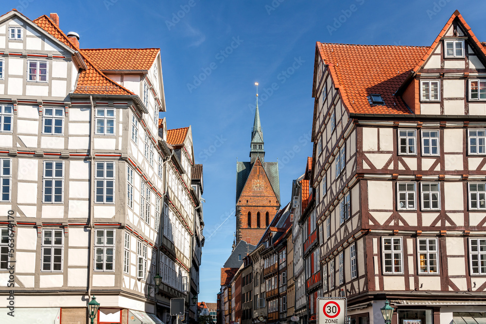 Schöne Ansicht der Altstadt von Hannover mit seinen Fachwerkhäusern Schöne Ansicht der Altstadt von Hannover mit seinen Fachwerkhäusern
