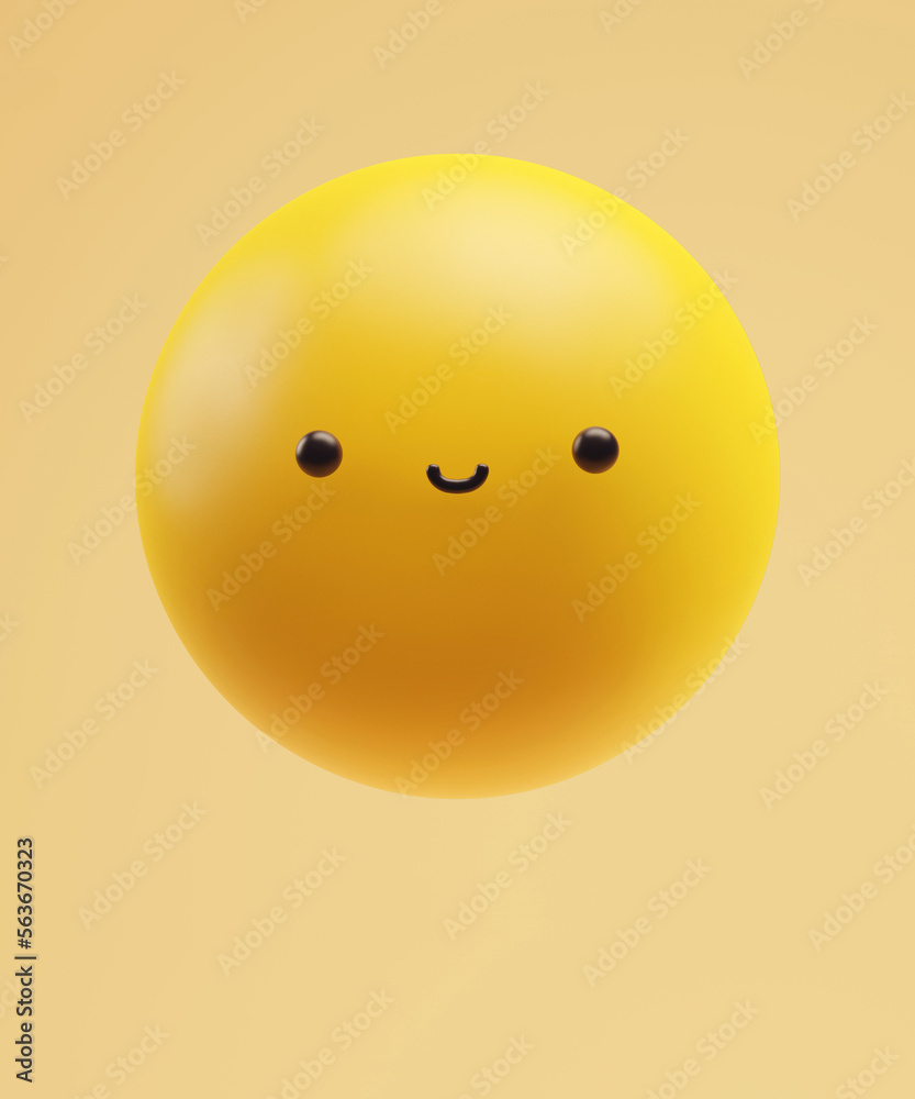 Fototapeta premium Joy emoticon with a funny kawaii face with dot eyes