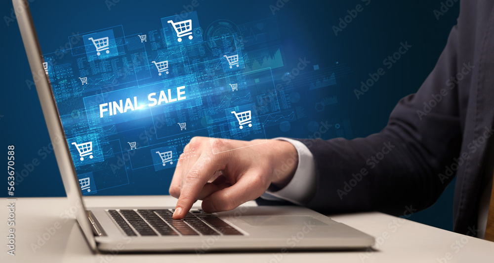 Businessman working on laptop concept Businessman working on laptop concept