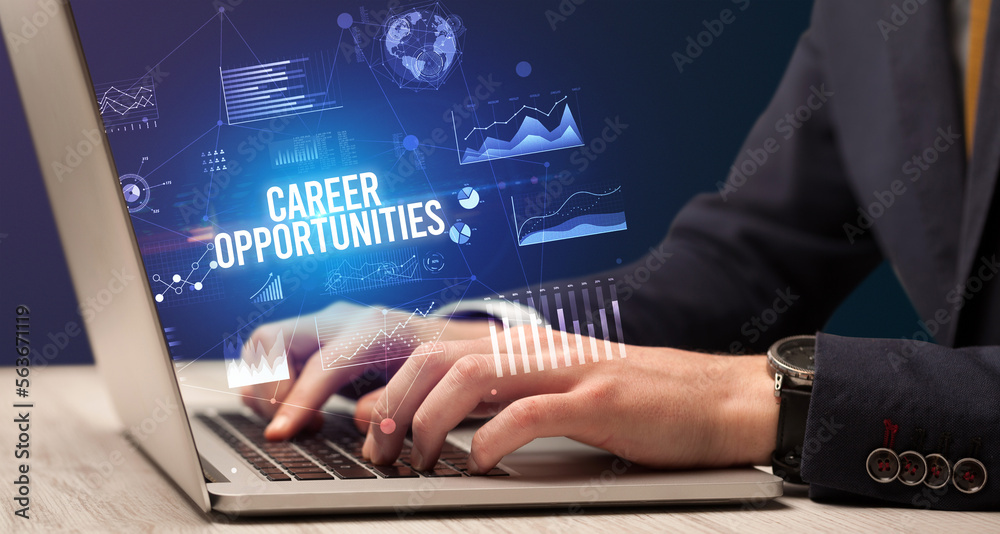 Businessman working on laptop, business concept Businessman working on laptop, business concept