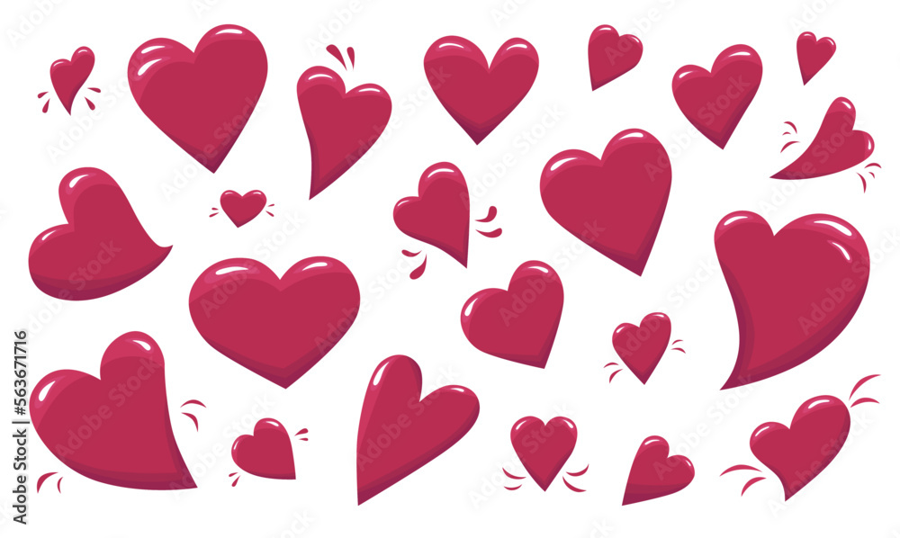 Valentine hearts shape set. Vector stock illustration isolated on white background for design template wedding invitation, greeting card, cute banner. 
