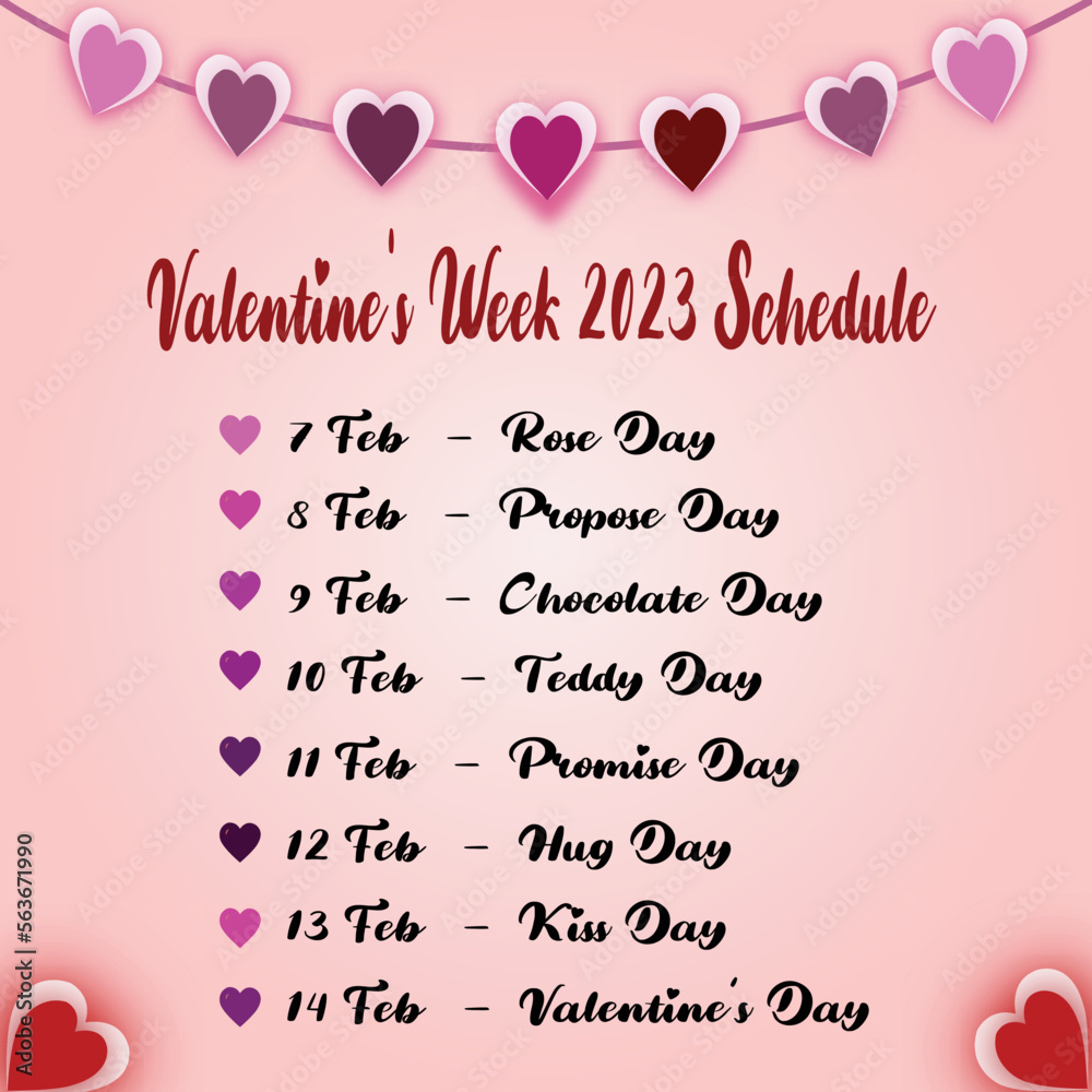 Happy valentine's day week list