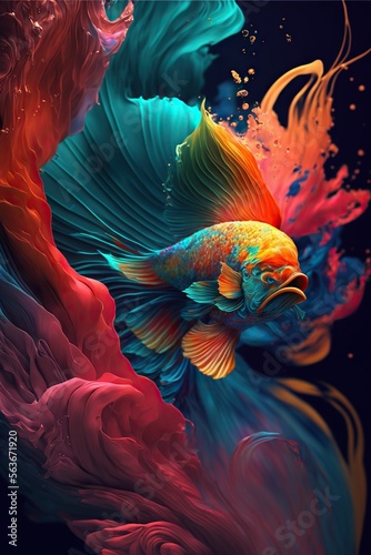 Abstract colourful goldfish background.