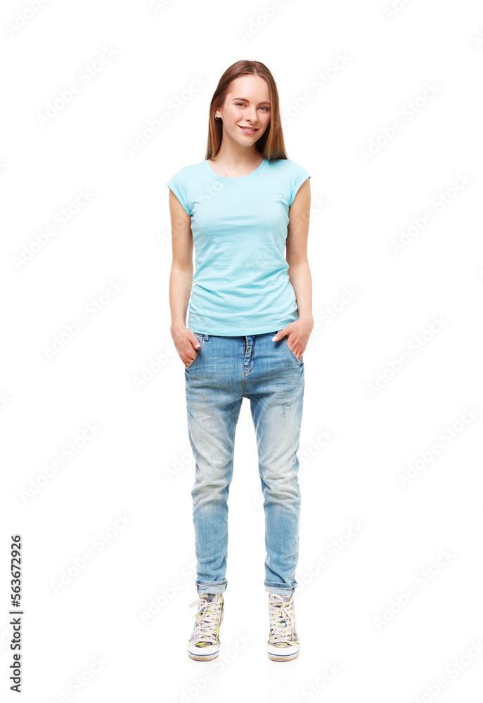 Full length portrait of young girl isolated on white. Full length portrait of young girl isolated on white.