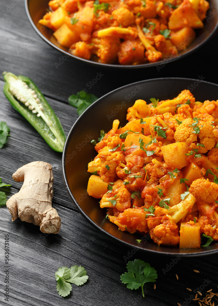Aloo Gobi traditional Indian dish with cauliflower and potato Aloo Gobi traditional Indian dish with cauliflower and potato