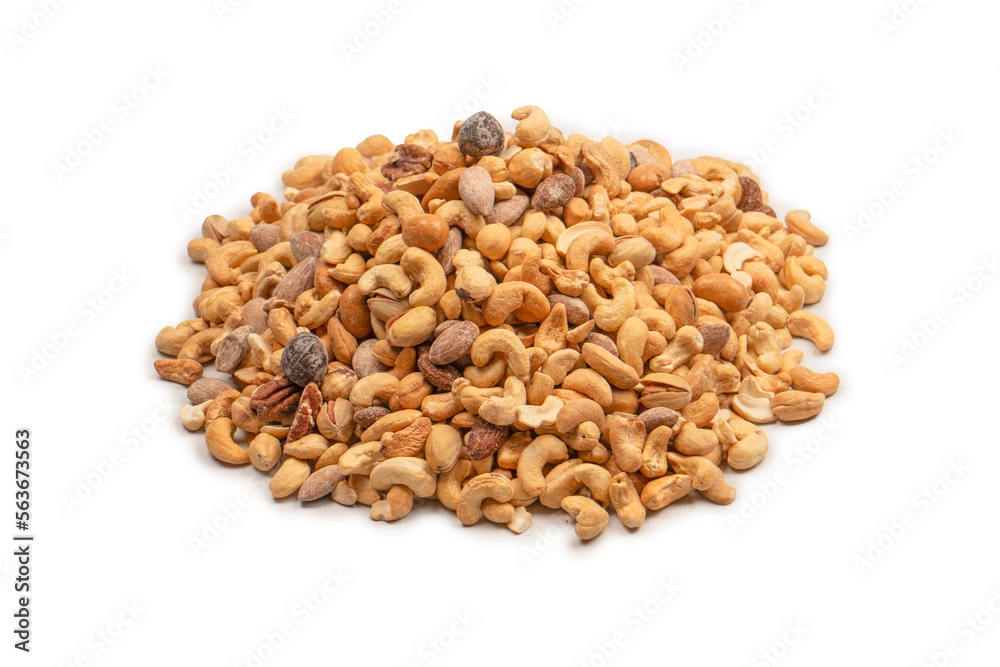 A group of almonds, pistachios, walnuts, macadamia, cashews. A group of almonds, pistachios, walnuts, macadamia, cashews.