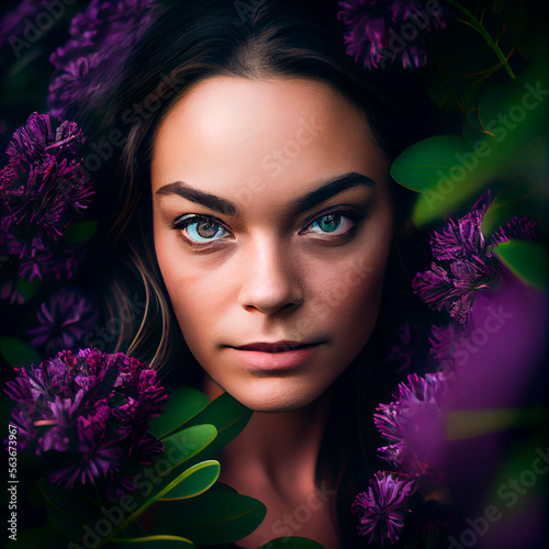 purple flowers Illustration created by Generative AI technology