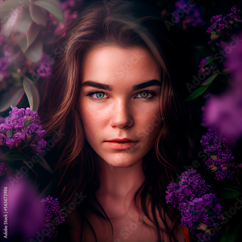 purple flowers Illustration created by Generative AI technology