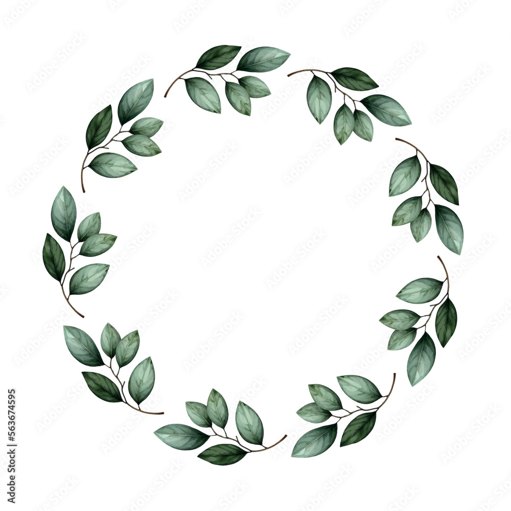 Fototapeta premium Floral frame wreath. Botanical illustrations. Watercolor vector