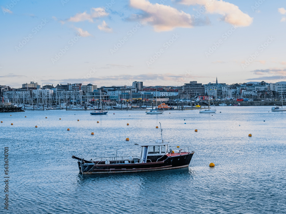 Fototapeta premium boats in the harbor at Dun Laoghaire, Dublin, Ireland