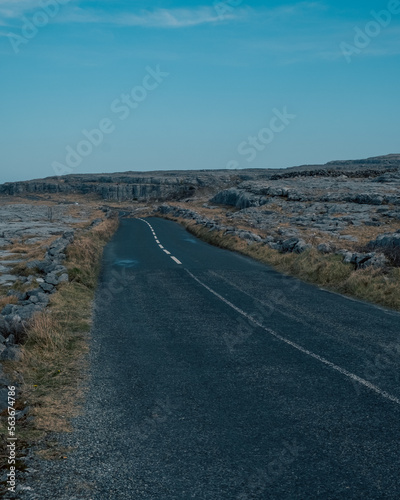 Empty road to nowhere, irish landscape, Ireland, no people.