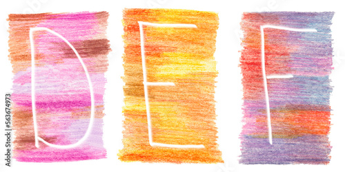 set of alphabet pencils Letters D F E