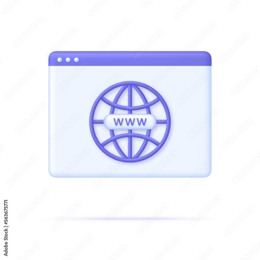 3D Globe hyperlink icon. Search WWW sign. Web hosting technology. Browser search website page. 3D Globe hyperlink icon. Search WWW sign. Web hosting technology. Browser search website page.
