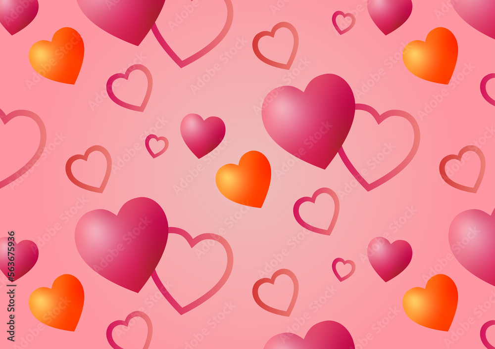 Valentine day heart love and line heart pink background