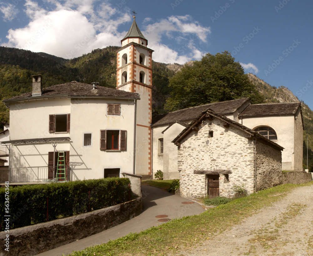 Village church at Soazza in Graubünden, Swiss Alps