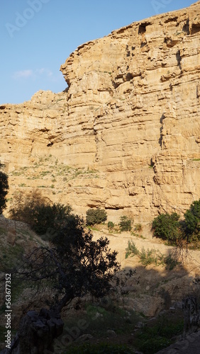 A hiking trail at the Monastery of Saint George of Choziba in Wadi Qelt in Area C of the eastern West Bank in the Jericho Governorate of the State of Palestine in the month of January