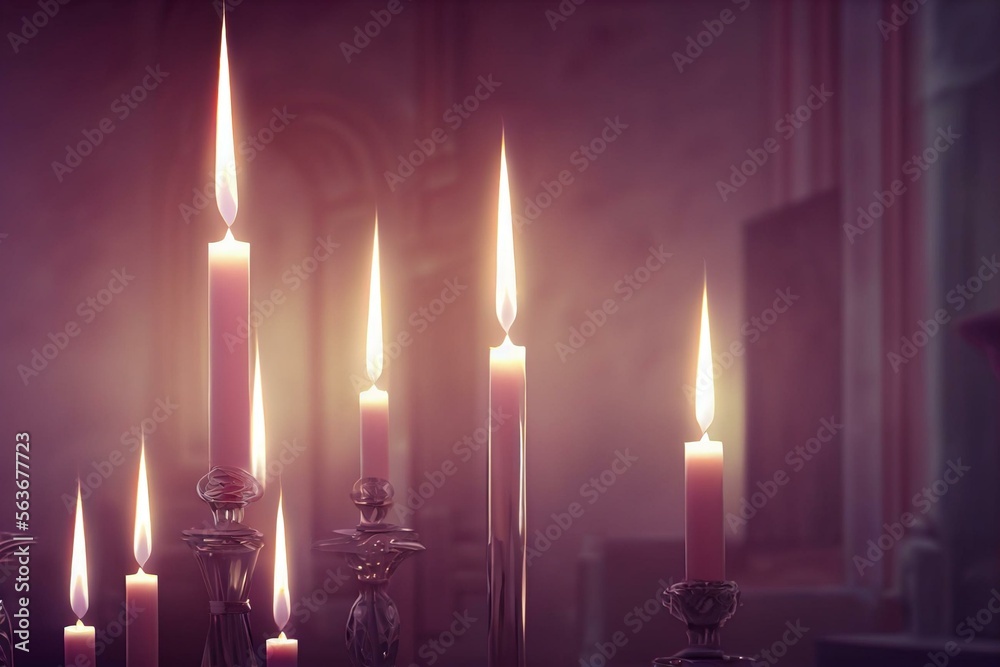 Lit Candles Beautiful Concept Wallpaper Background. Game Art Concept