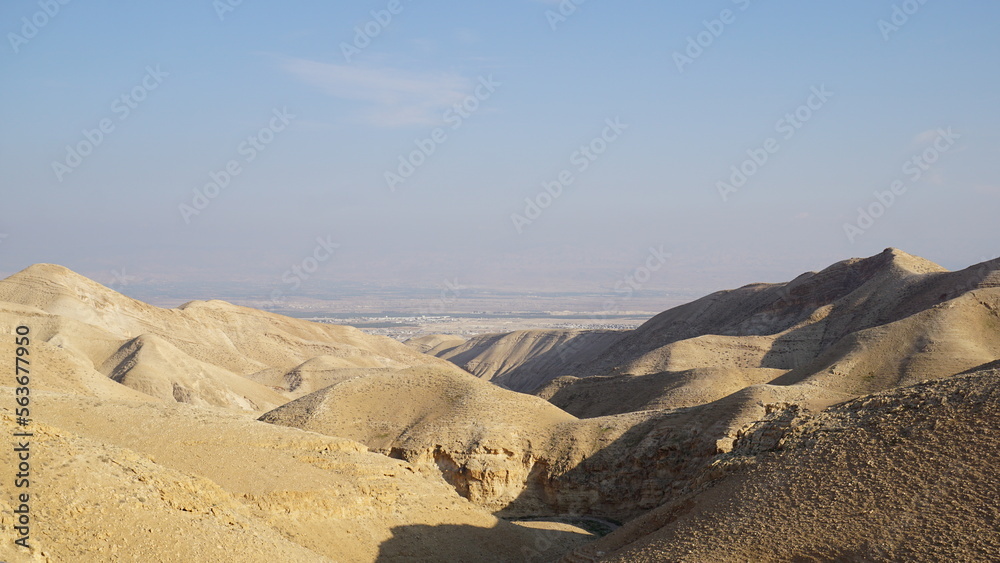 The desert close to the Monastery of Saint George of Choziba in Wadi Qelt in Area C of the eastern West Bank in the Jericho Governorate of the State of Palestine in the month of January