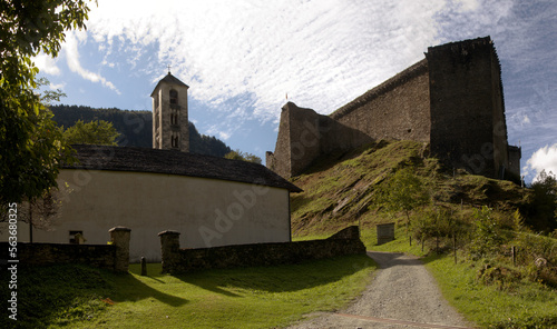 Mesocco Castle and Chapel of Santa Maria del Castello in Mesocco, Swiss Canton of Grisons	 photo