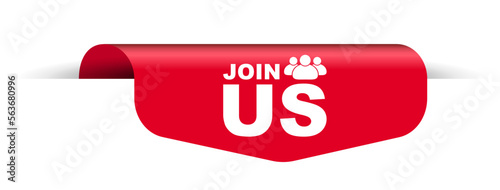 red vector illustration banner join us