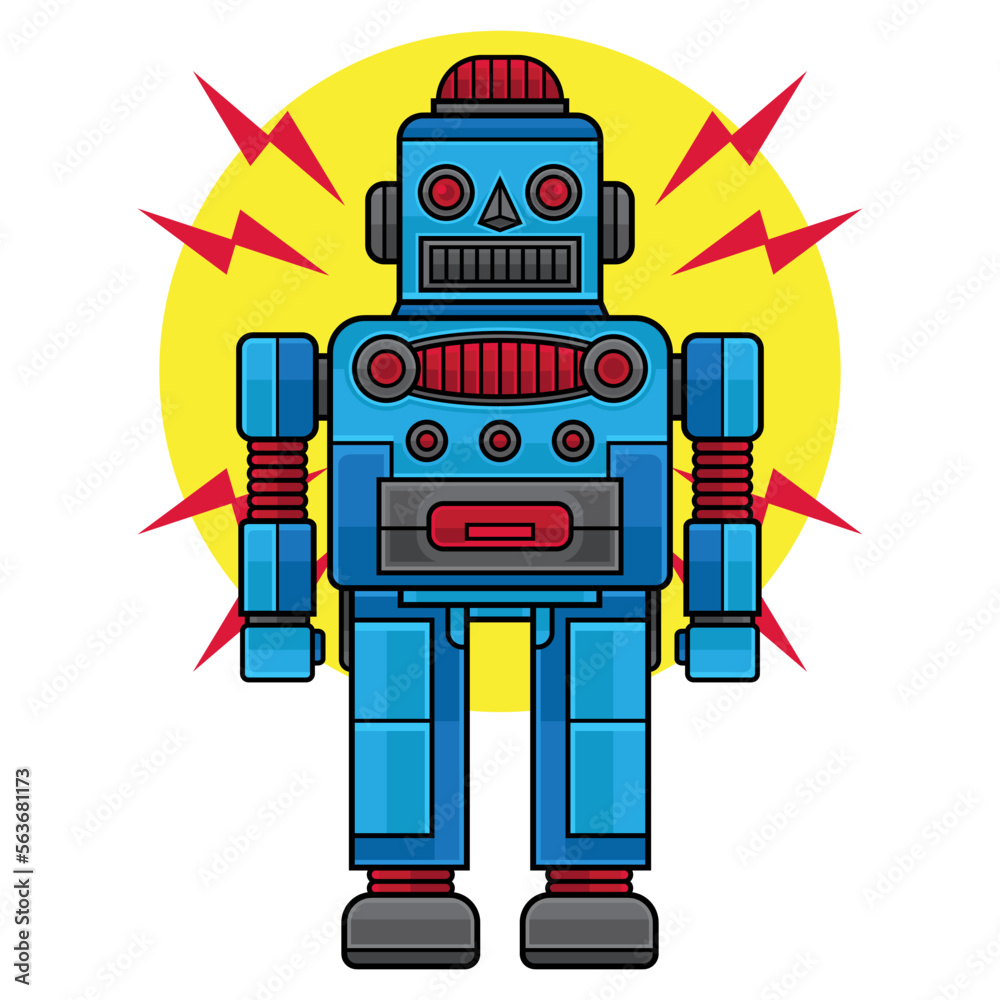 retro robot vector design
