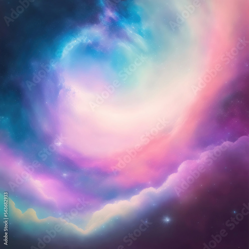 Generative AI  abstract watercolor background sunset sky pink and blue