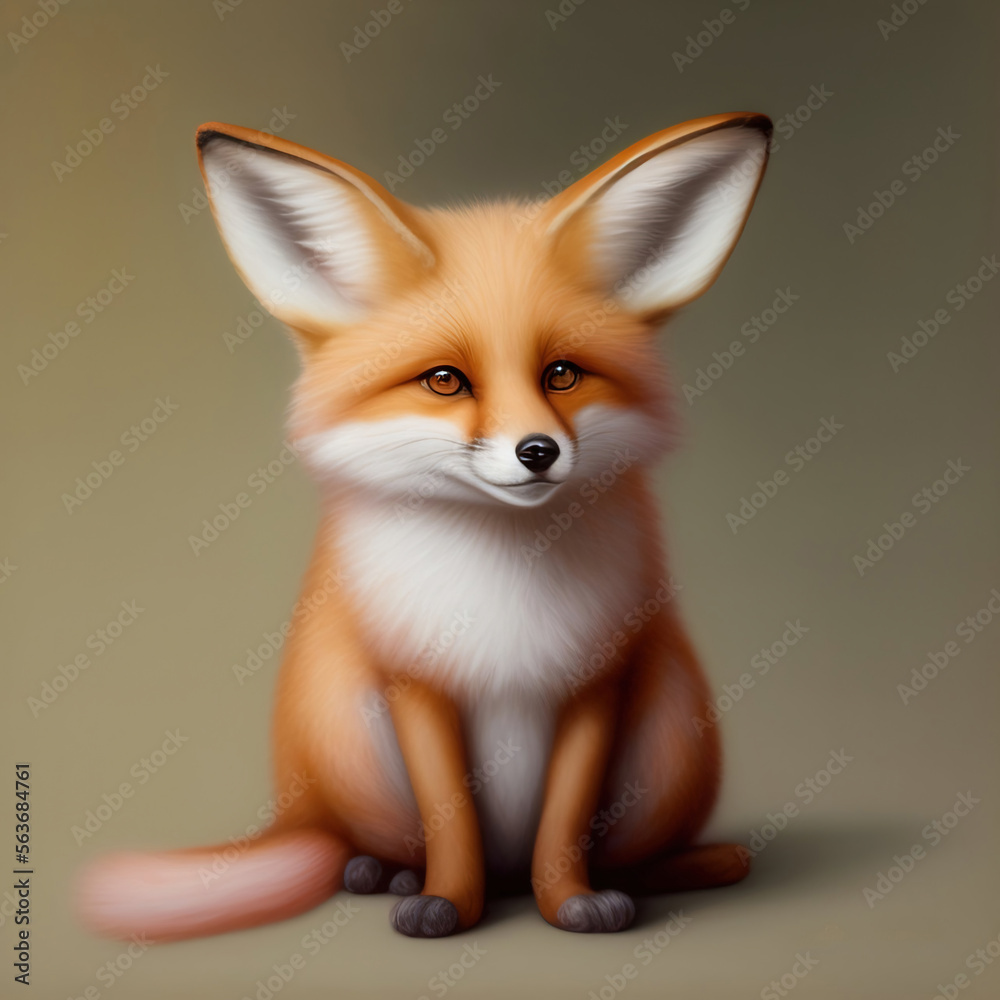 Generative AI: charming baby fox looking straight ahead Generative AI: charming baby fox looking straight ahead