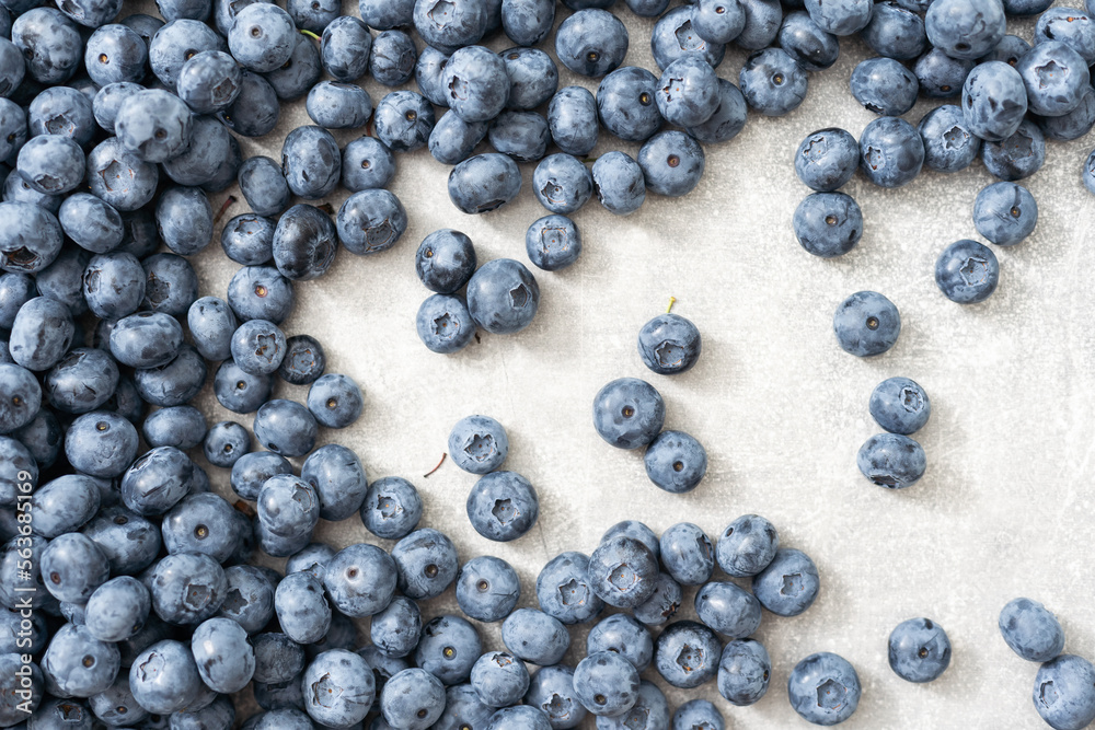 Fresh blueberries on gray background. Blueberries background. Healthy berry, organic food, antioxidant, vitamin, blue food. Fresh blueberries on gray background. Blueberries background. Healthy berry, organic food, antioxidant, vitamin, blue food.