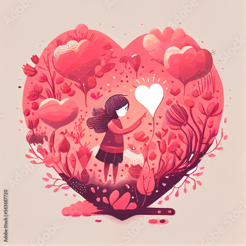 Hand Drawn Love Illustrated Concept Illustration AI Generative