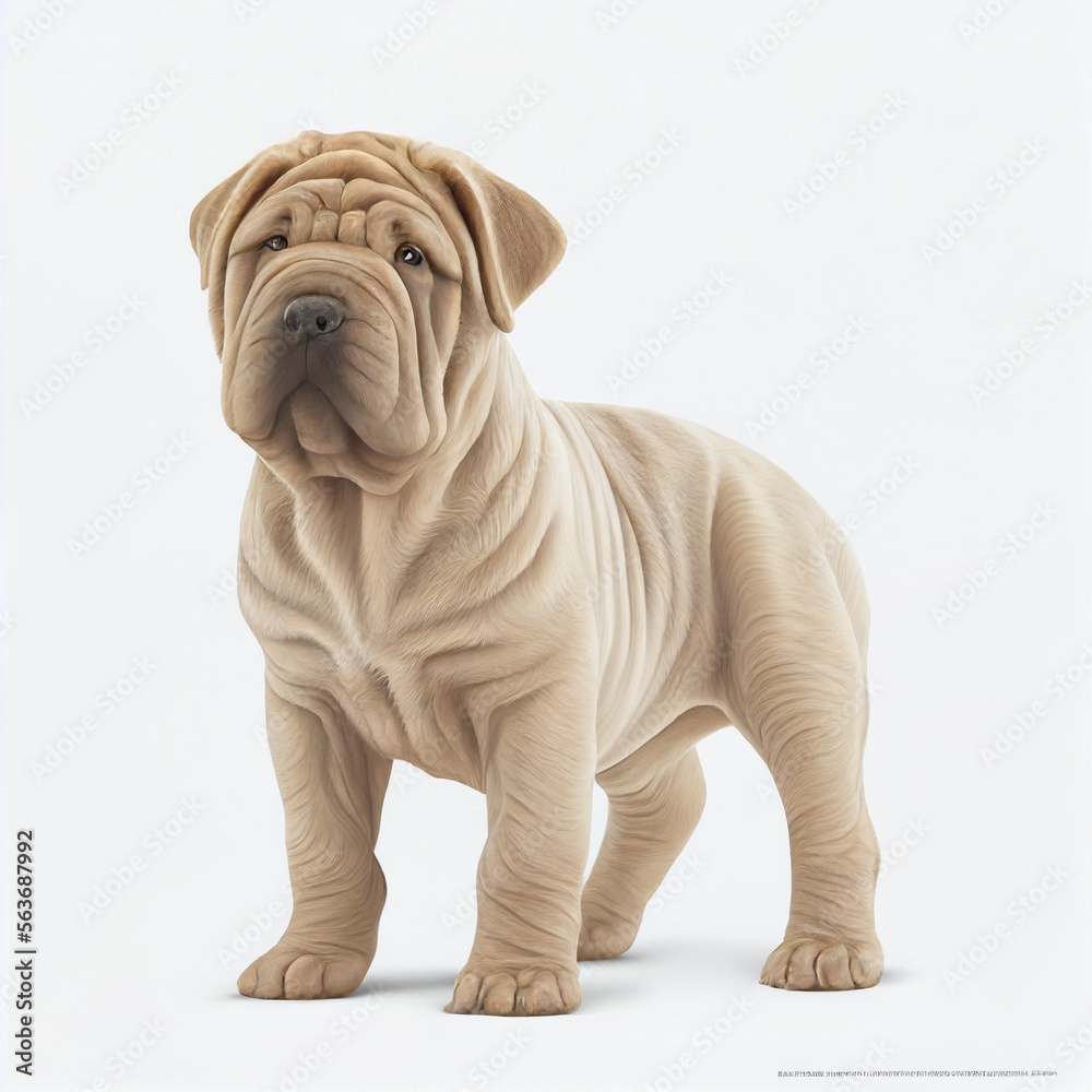 Chinese Shar-Pei full body image with white background ultra realistic



