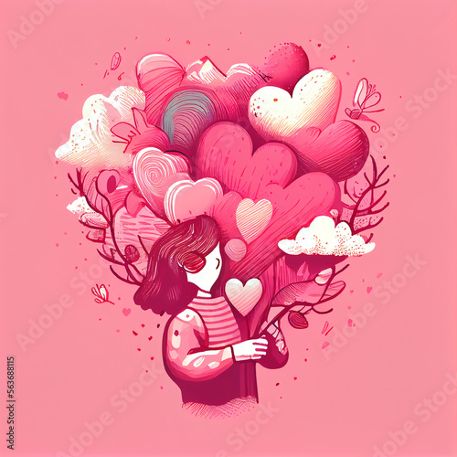 Hand Drawn Love Illustrated Concept Illustration AI Generative