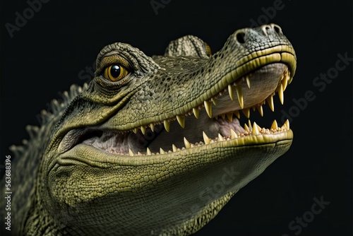 Highly detailed portrait of crocodile. Generative AI