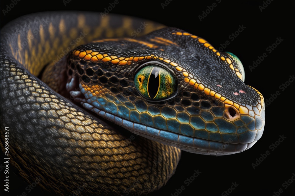 Fototapeta premium Highly detailed portrait of snake. Generative AI