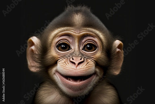 Highly detailed portrait of baby monkey. Generative AI